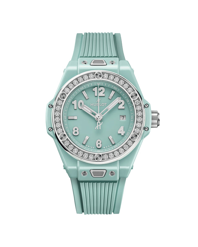 Big Bang One Click Mint Green Ceramic Diamonds