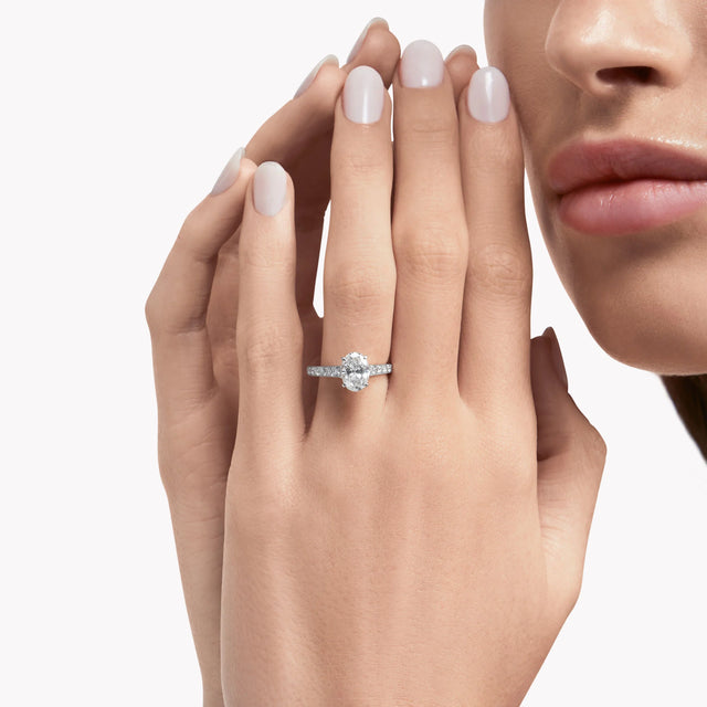 Flame Oval Diamond Engagement Ring