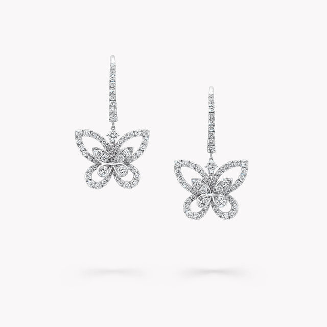 Butterfly Silhouette Diamond Drop Earrings