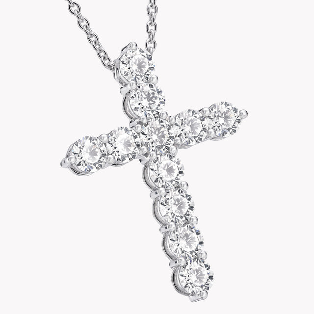 Round Diamond Cross Large Pendant