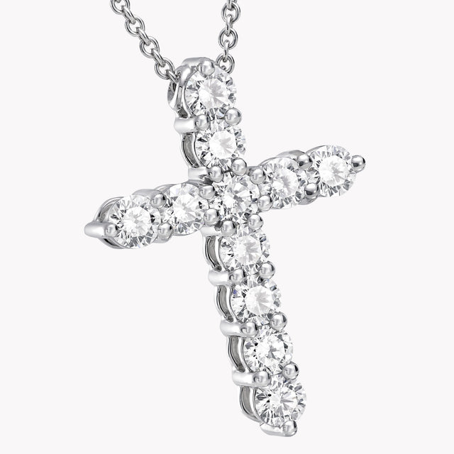 Round Diamond Cross Small Pendant