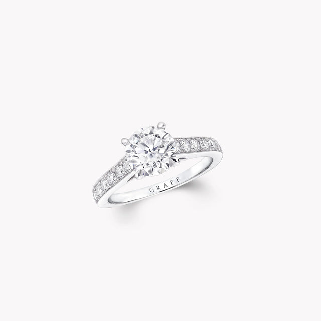 Flame Round Diamond Engagement Ring