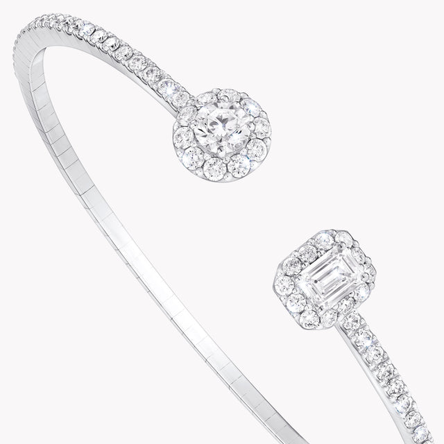 Icon Round and Emerald Cut Open Diamond Bangle