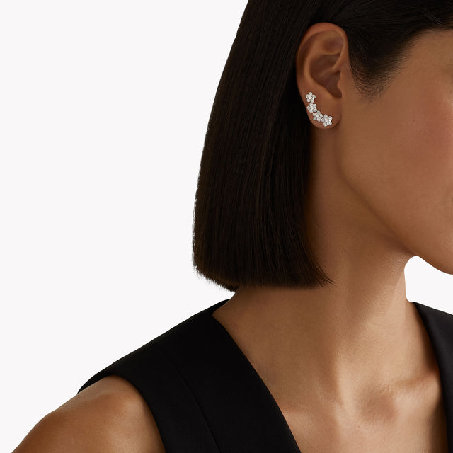 Wild Flower Petite Pavé Diamond Ear Climbers