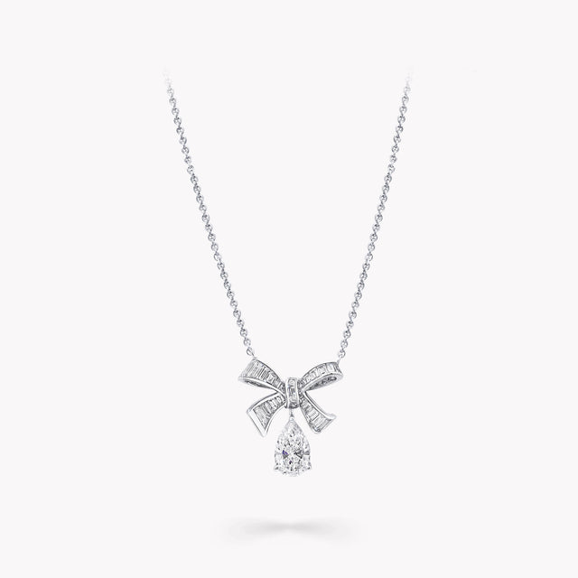 Tilda's Bow Baguette Cut Diamond Drop Pendant