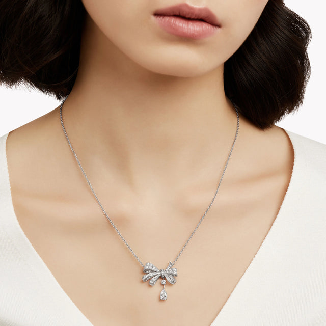 Tilda's Bow Classic Diamond Drop Pendant